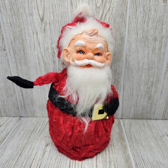 Vintage Santa Claus Rubber Face‎ Christmas Pipe Cleaner Over Styrofoam - Picture 1 of 9
